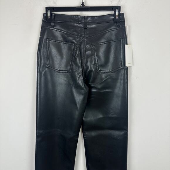 Aritzia Wilfred The Melina Pant High Waist Vegan Leather Straight Black US 2 NWT - Picture 8 of 11